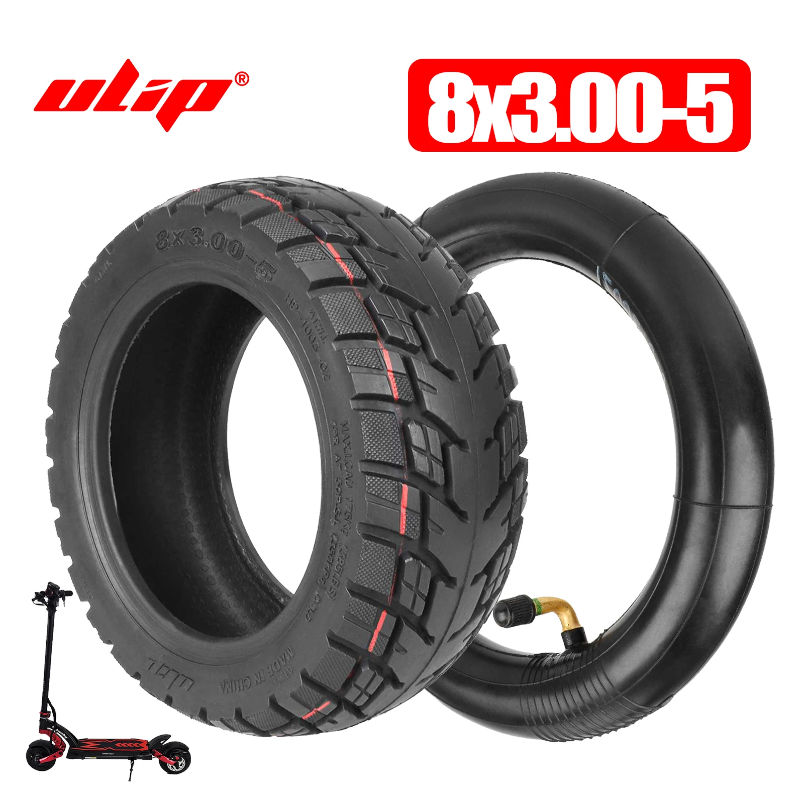 Ulip 8x3.00-5 Thicked Off-road Vacuum Tire & 8 1/2*2(50-134) Inner Tube Kit 8 Inch Tyre Parts For Kaabo Maitis 8 Zero 9 Scooters