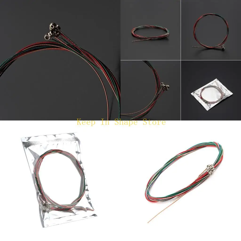 

U1JC Набор из 6 шт. струн для акустической гитары, цветные сменные струны, набор цветных акустических струн для акустической