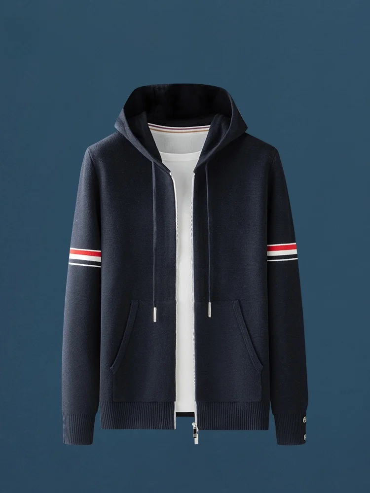 heavyweight-knitted-hat-men's-autumn-new-color-block-striped-sweater-casual-comfortable-soft-material-easy-care-hanfu