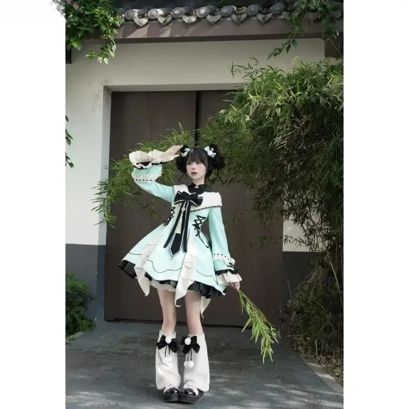 Chinese Style Gothic Lolita Dress Women Sweet Bow Slim Bandage Christma Princess Dresses Harajuku Y2k Cosplay Eveing Party Dress