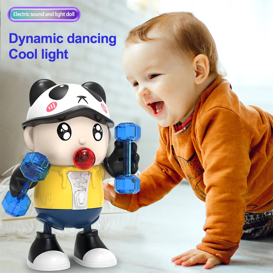 Muñecas eléctricas de baile con sonido y luz con luces, música, expertos en fitness, rompecabezas para niños y juguetes de educación temprana