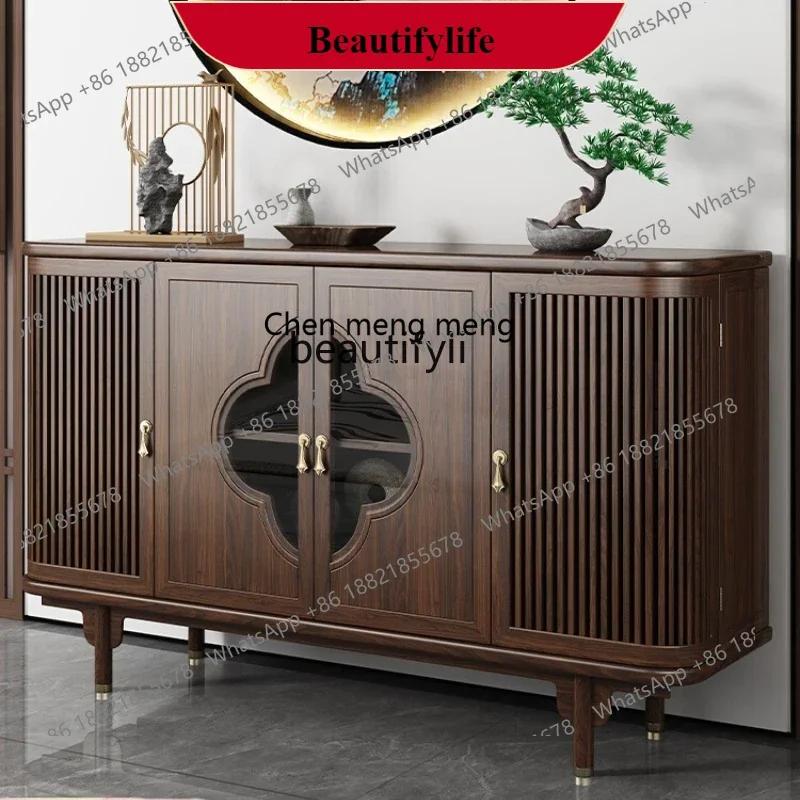 

G153 New Chinese-style dining side cabinet, ebony wood locker integrated against the wall, living room solid wood porch cabine
