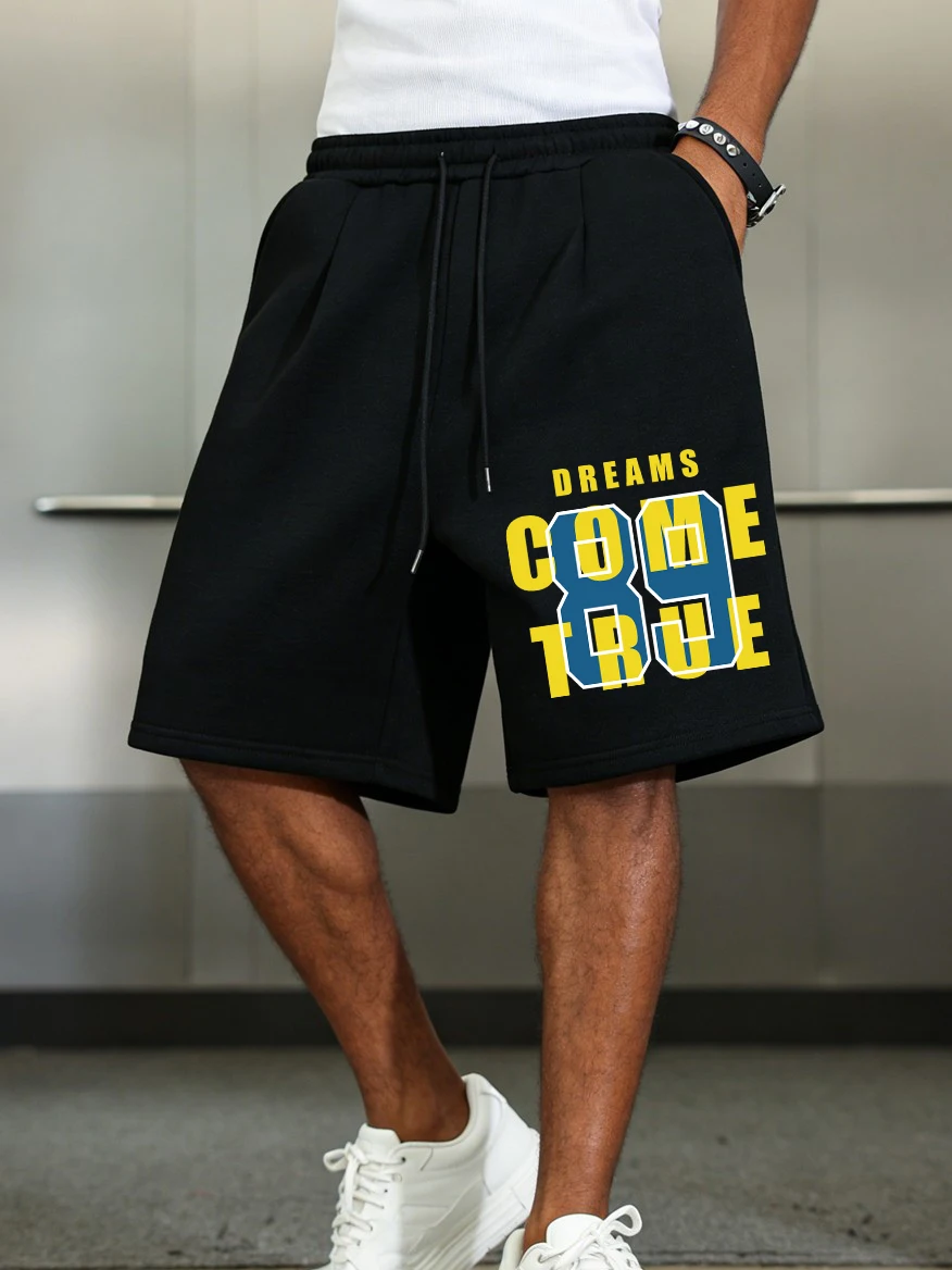

Dreams Come True 89 Prints Pants Mens Basics High Waisted Wide Knee Length Shorts Summer Oversized Shorts Casual Pocket Clothes