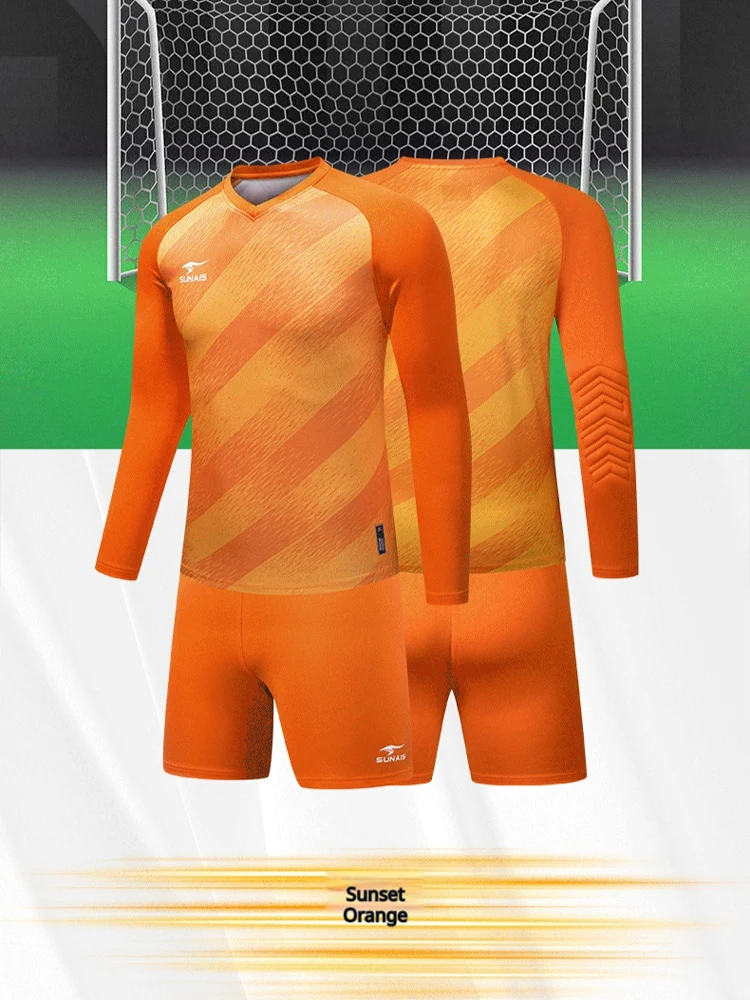 SUNAIS Goalkeeper Jersey Soccer Custom Goalkeeper Jerseys Kit Mens Long Sleeve Football Uniform Shorts Sponge Protector 731013