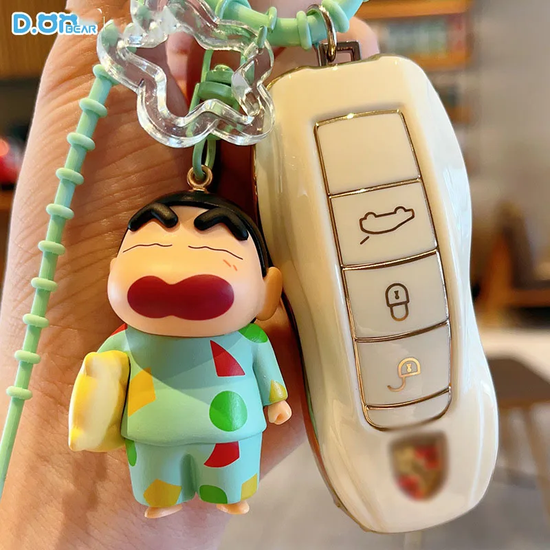 Miniso تلوين شينشان المفاتيح Kawaii بيجامة سلسلة سيارة المفاتيح قلادة Ins الكورية الكرتون أنيمي صديق جيد هدية عيد ميلاد