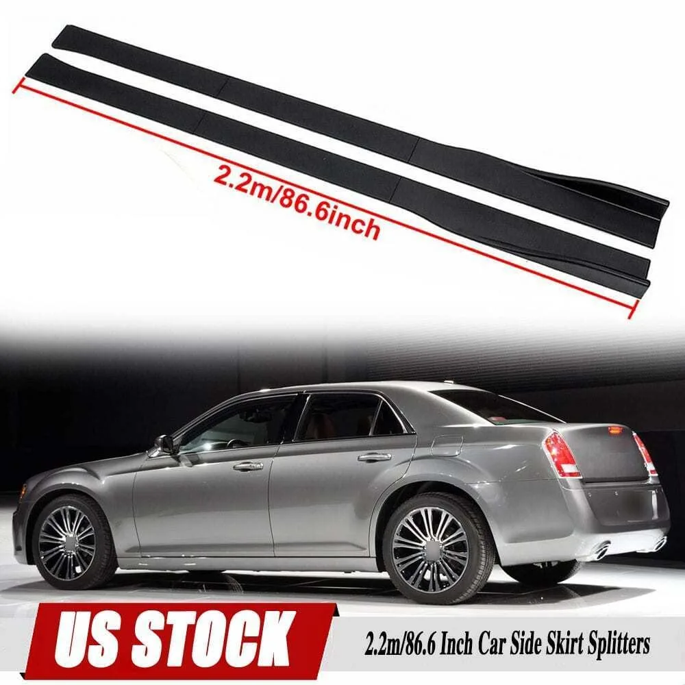 

86.6" Glossy Black Car Side Skirts Extension Body Panel Lip Splitter Winglet Kit United States