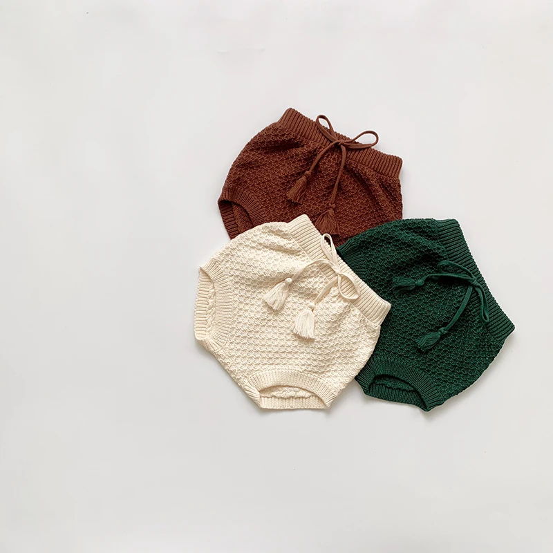 Newborn Baby Boys Girls Solid Color Bread Shorts Infant Girls Shorts Pants Girls Knitting Pants Spring Autumn Clothes