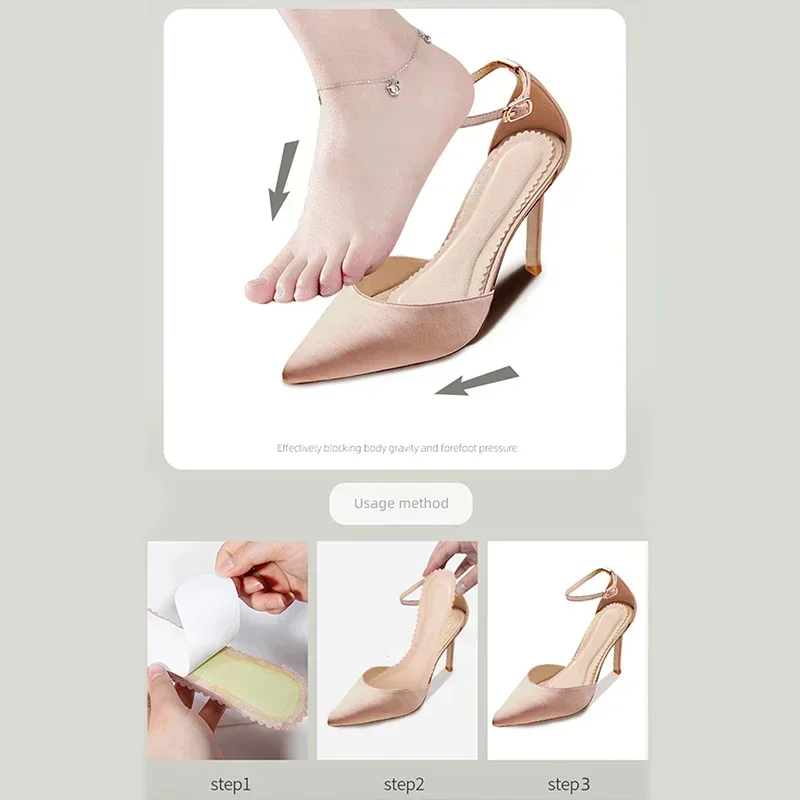 Self-adhesive Insoles Antislip Sweat-absorbent High-heeled Shoes Anti Slip Seven Point Cushioning and Soft Sole for Comfort