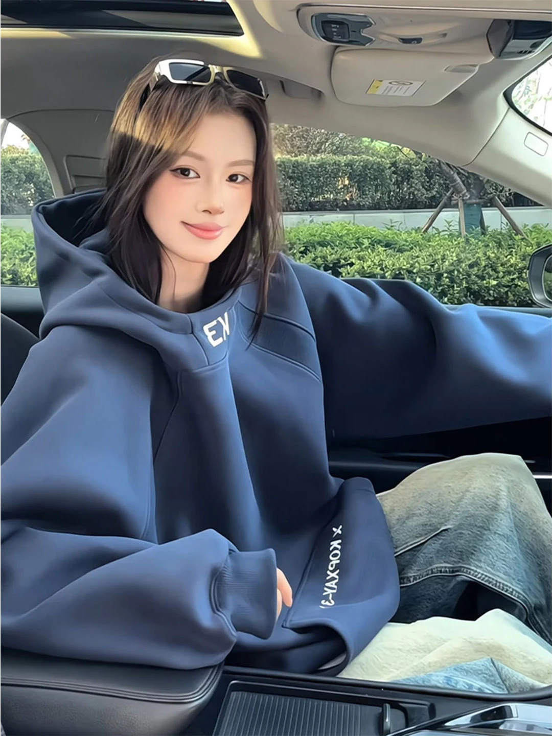 

Женская толстовка свободного кроя с длинными рукавами, маленького размера, в американском хип-хоп стиле, с капюшоном, в стиле Lazy Sle Overhead Hat.