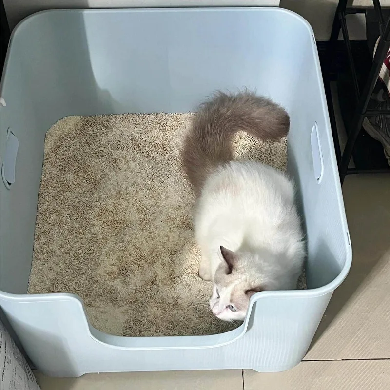 open-ended Large Litter Box Bathroom Training Self-Cleaning Litter Box Plastic Sandbox Defecation Arenero Gato Household Items