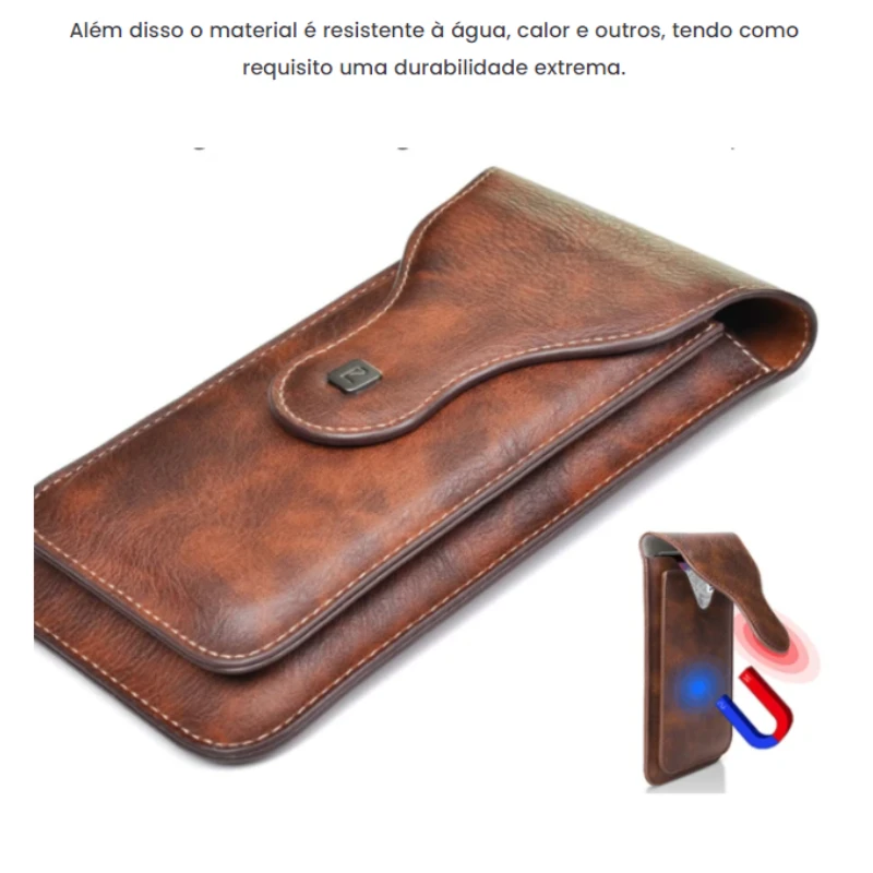 Pacote de capa do caso do telefone móvel do vintage, Homens PU Leather Waist Bag com gancho Clip, Coldre do telefone, Viagem, Caminhadas Cell Belt Pouch, Bolsa