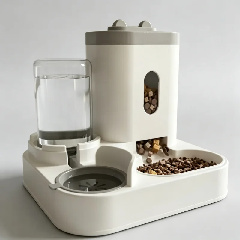 Automatic Pet Feeder with Water Fountain, Large Capacity Food Storage Dispenser Bowl for Cats Dogs Accessories