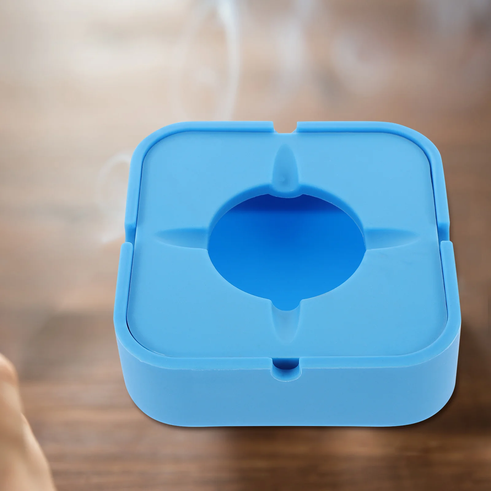 

Silicone Ashtray Anti-Scald Square Cigarette Holder Smooth Edge Desktop Decor Lidded Home Soot Storage Tray