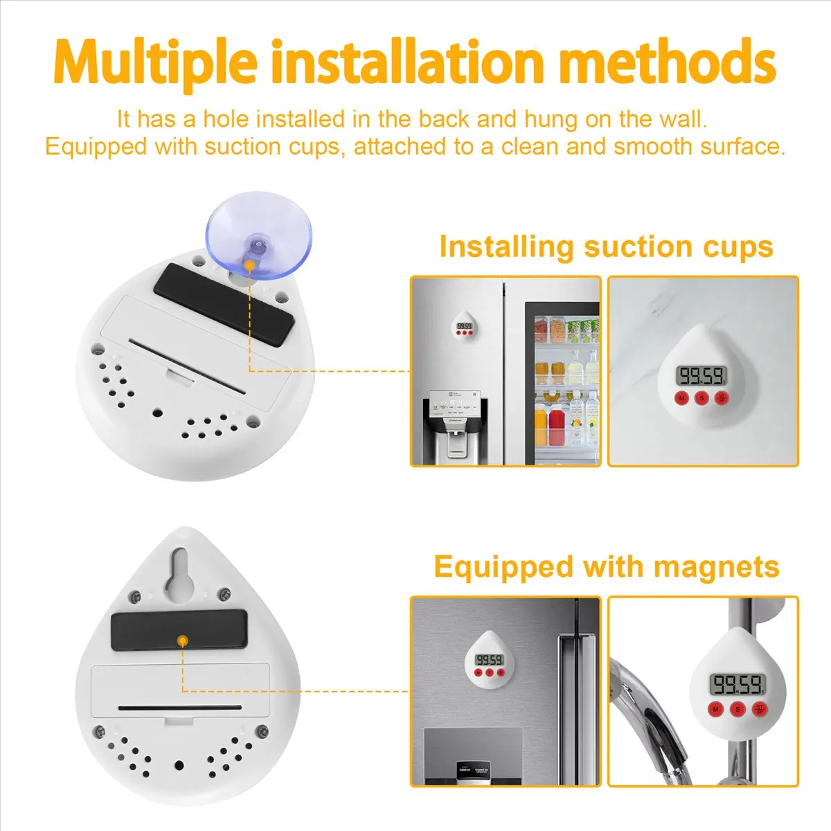 T83C جديد ساعة الحمام الرقمية مقاوم للماء دش على مدار الساعة الموقت درجة الحرارة الرطوبة البصرية مؤقت تنازلي ساعة حائط بيضاء #6
