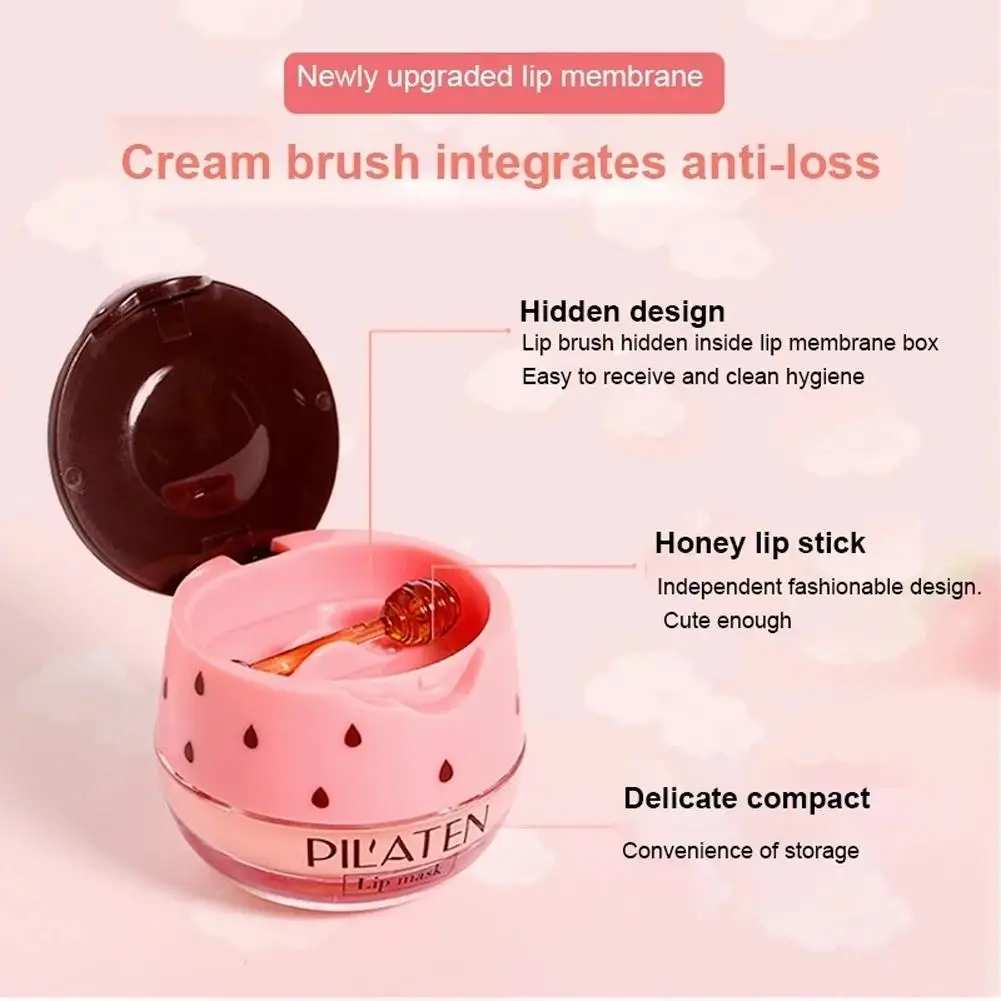 Strawberry Bee pelembap bibir melembabkan menutrisi anti-kerut retak menghilangkan perbaikan kulit mati lembut halus produk perawatan masker bibir