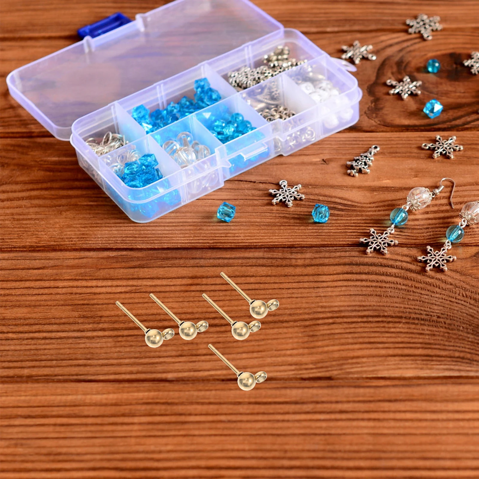 100pcs Needle Accessories Pin Components Jewelry Findings Earring Making Supplies Stainless Steel Ball Post Studs Diy Handmade