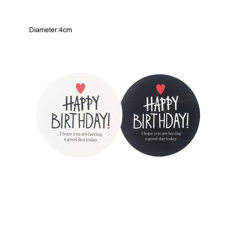 80 Pcs/lot Red Heart Sealing Black Cake Baking Decoration Birthday HAPPY BIRTHDAY Stickers