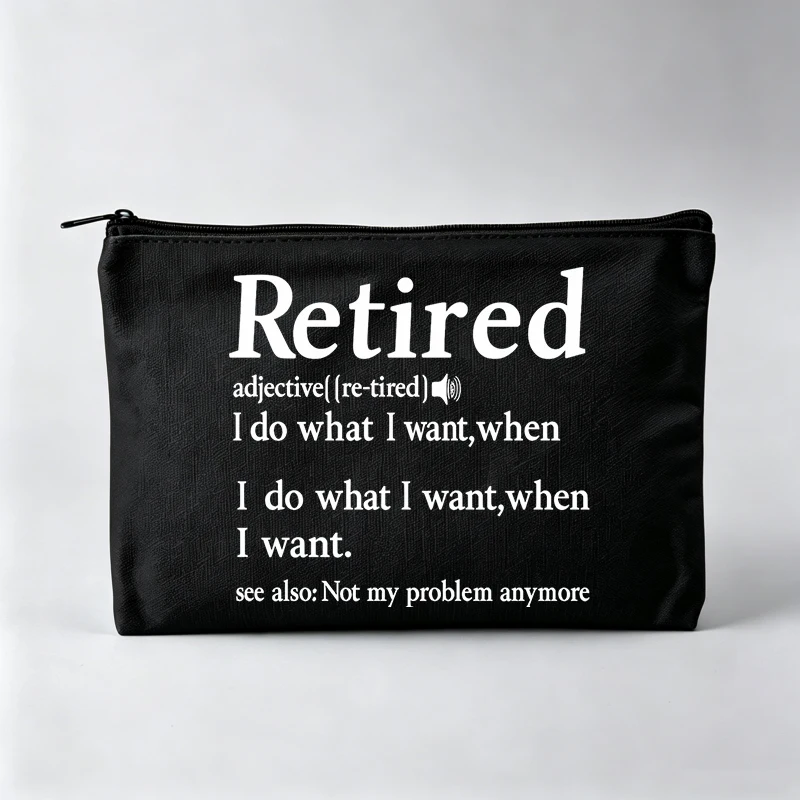 Women's Typography Print Makeup Bag, Slogan Style Cosmetic Pouch for Daily Use