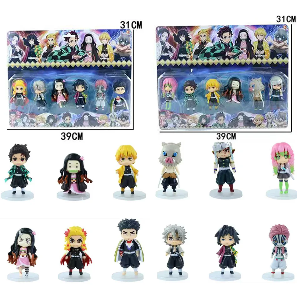 

New Anime Demon Slayer Figure Toy Kimetsu No Yaiba Q Version Sitting Tanjiro Nidouzi Inosuke Zenizu Figurine Model Doll Gift