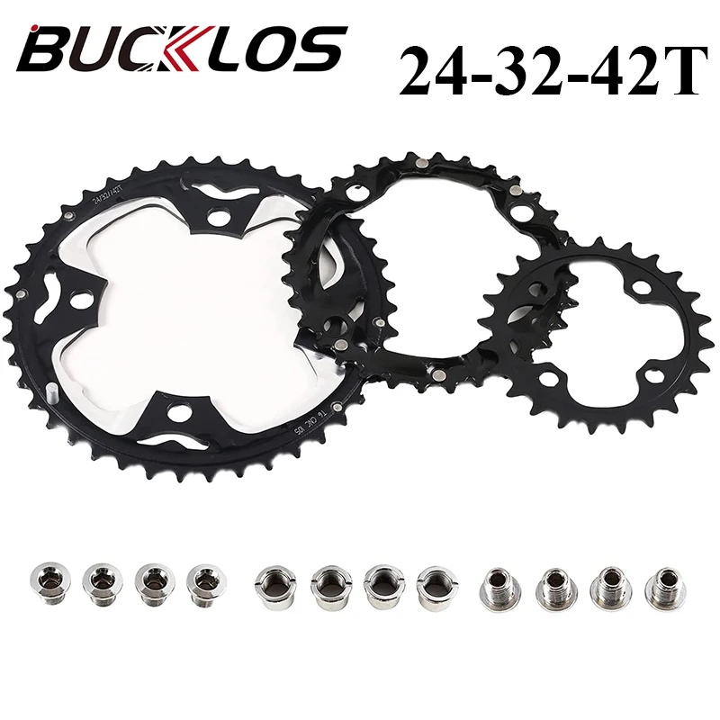 BUCKLOS 10 Speed Bicycle Chainring 24T 32T 44T Ultralight MTB Chainring Set Steel Aluminum Durable Bike Chainwheel Bicycle Parts