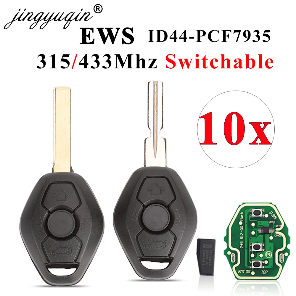 jingyuqin 10pcs Car Remote Key DIY for BMW EWS 1/3/5/7 Series X3 X5 Z3 Z4 ID44 7935 Chip Keyless Entry Transmitter HU58 HU92