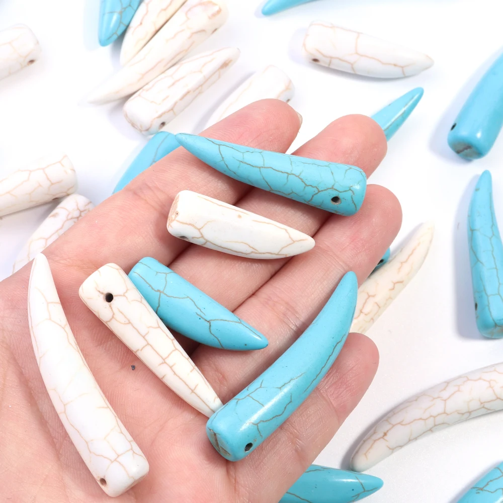 10/20pcs Horn Shaped Turquoise Beads 30/40/50mm Natural Stone Bead for Ornament Making Home Car Hangings Decoration DIY Crafts