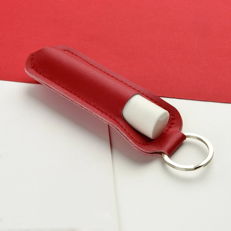 Lipstick Lip Gloss Bag Keychain Holder PU Leather Chapstick Keyring Portable Lip Balm Packaging Cover Key Chain