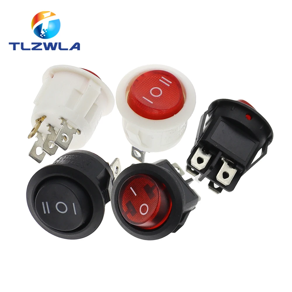 1PCS ON/OFF Round Rocker Switch LED illuminated Car Dashboard Dash Boat Van 12V 24V / 6A 250V / 10A 125V 2/3/4PIN Switch 20MM