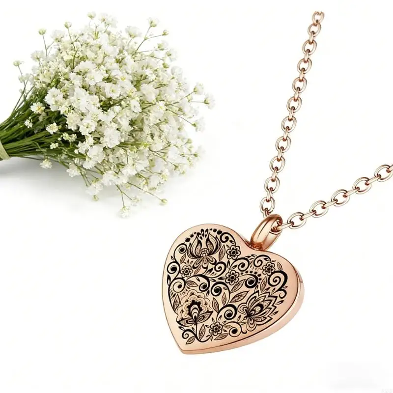 Pet Ashes Holder with Heart Urn Pendant Memorial Lockets Necklace Openable Design Cremation Jewelry for Ashes Storage 55KF