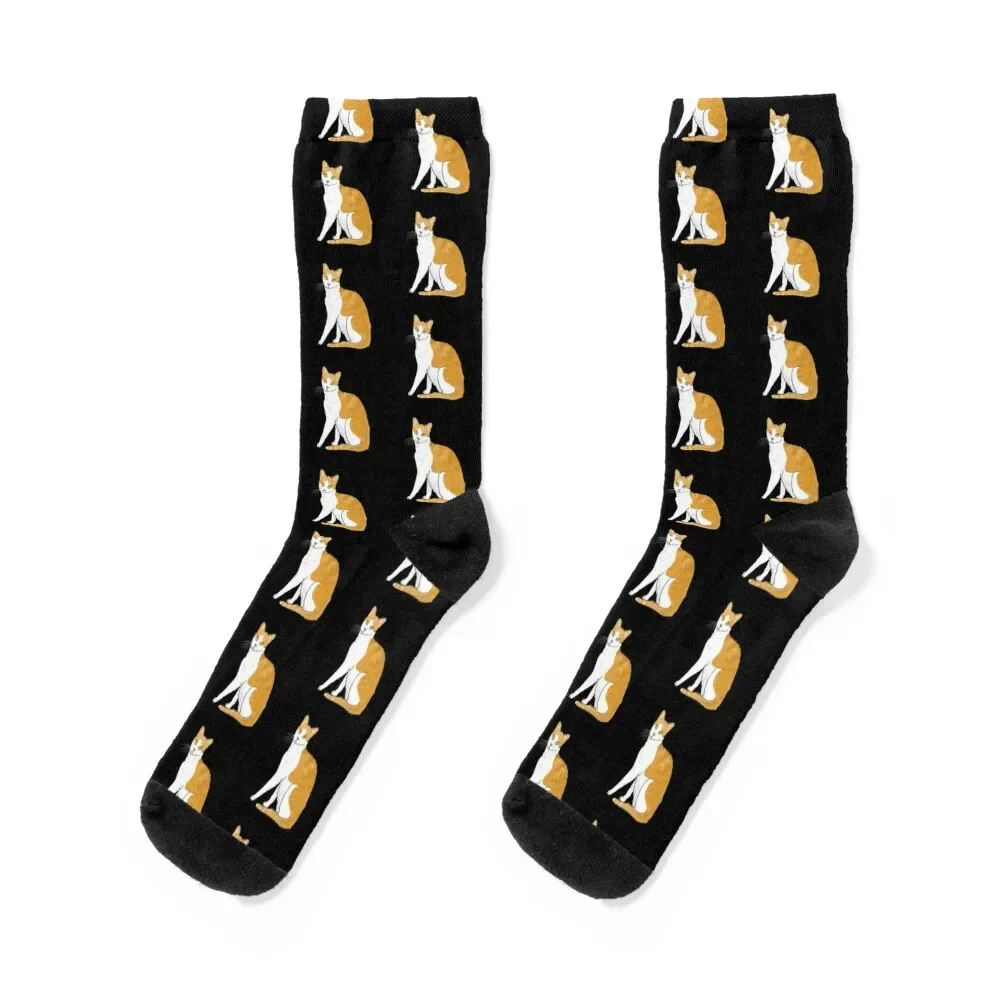 

Orange and White Cat Socks new year japanese fashion Socks Girl Men's