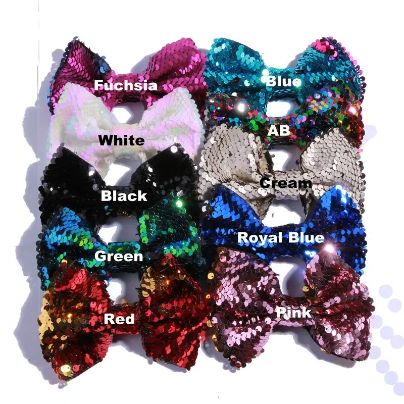 13cm Reversible Sequin Bow Boutique Shinny Bowknot Hairgrips Kids Girls Hair Barrettes Accessories