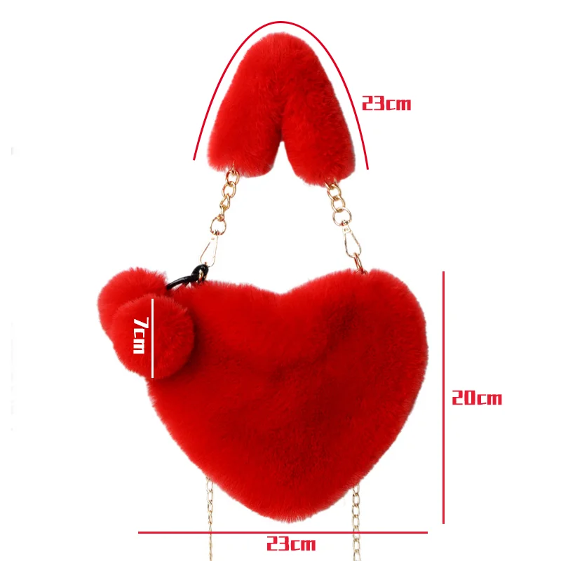 Multiple Styles Plush Heart-Shaped Handbags Women Korea Handbag Diagonal Cross Handle Peach Heart Versatile Fashion Zero Wallet