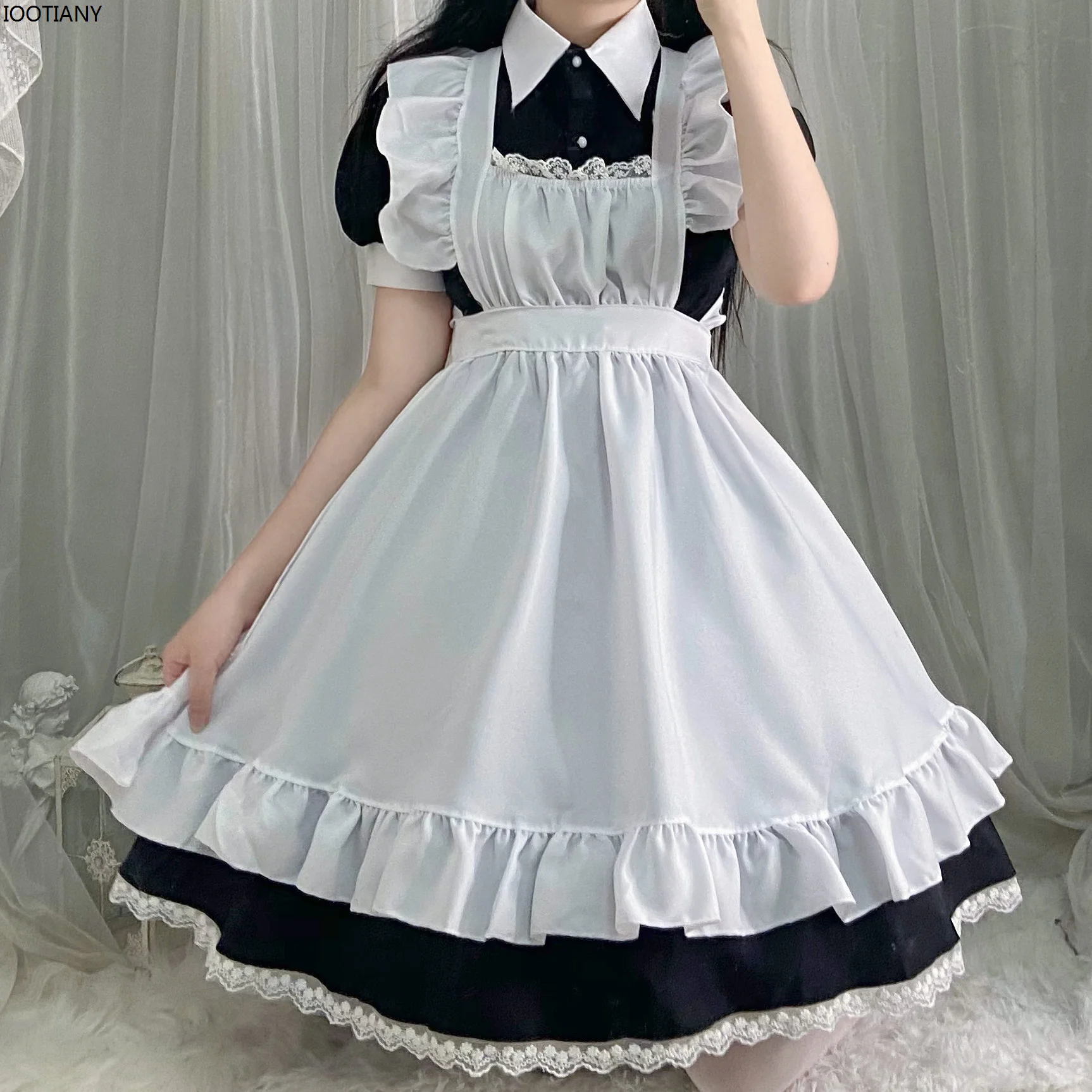 Gothic Japanese Lolita Kawaii Anime Cute Maid Uniform Cosplay Costume Female Cosplay Halloween Sweetie Cafe Waitress Dress 2025