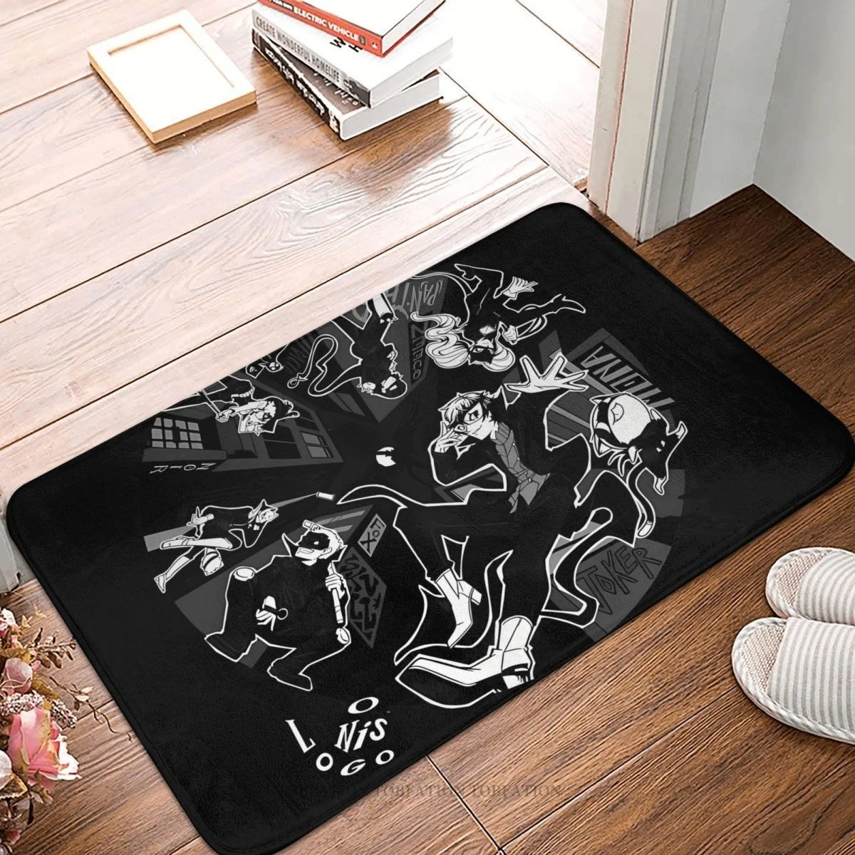 Persona 5 Anti-Slip Doormat Bath Mat Take Your Heart Black Balcony Carpet Entrance Door Rug Indoor Decor