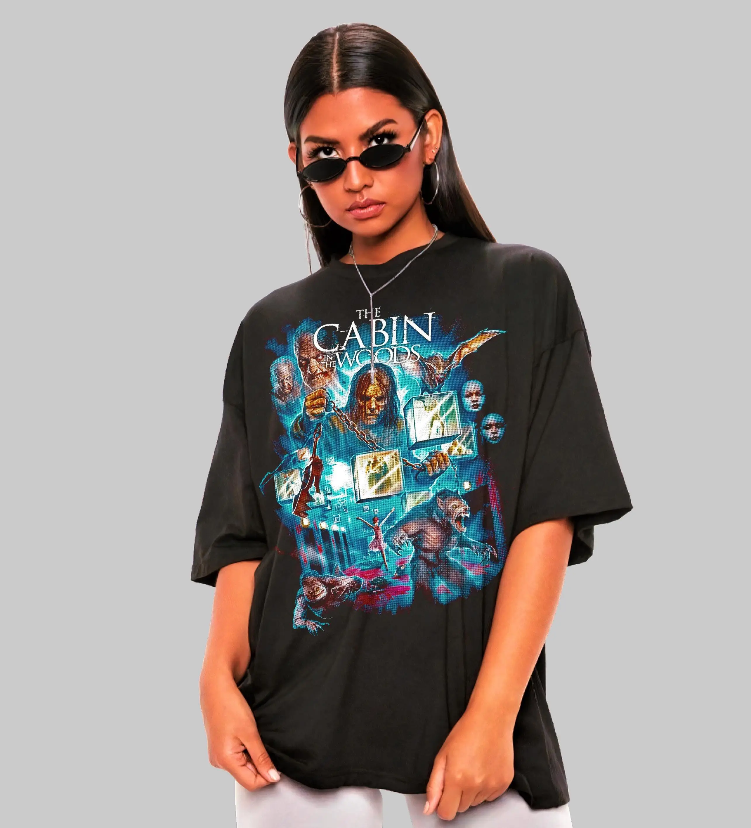 

Summer Hot Selling "Cabin in The Woods" Movie Shirt - Retro Horror Movie Women's Round Neck Short Sleeve T-shirt