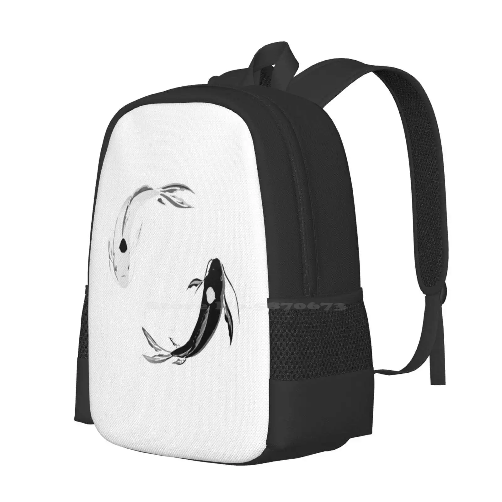 Yin Yang Koi - 3D Print Design Backpack Student Bag Yin And Yang Koi Fish Atlab The Last Airbender