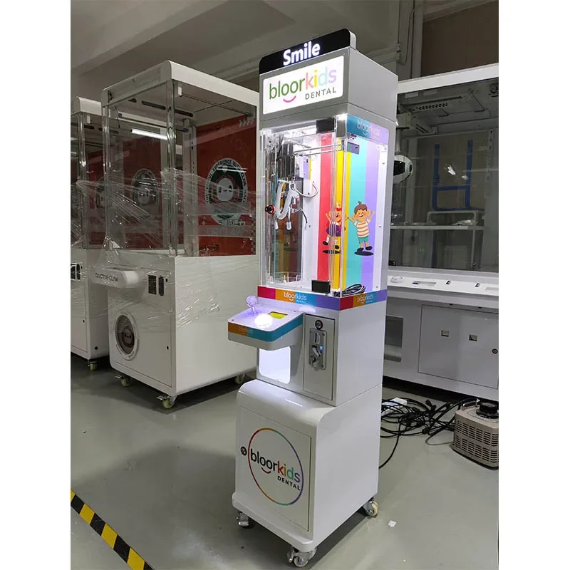 Custom Unique and Different White Mini Claw Machine with Bill Acceptor and Prize Box Crane Arcade Vending Machine