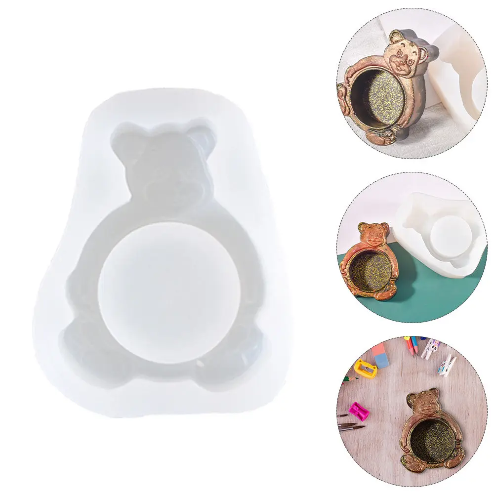 

1 шт. силиконовая форма-держатель для свечей в виде мультяшного медведя, для литья подсвечников, легко извлекаемая, антипригарная, для домашнего изготовления свечей и поделок