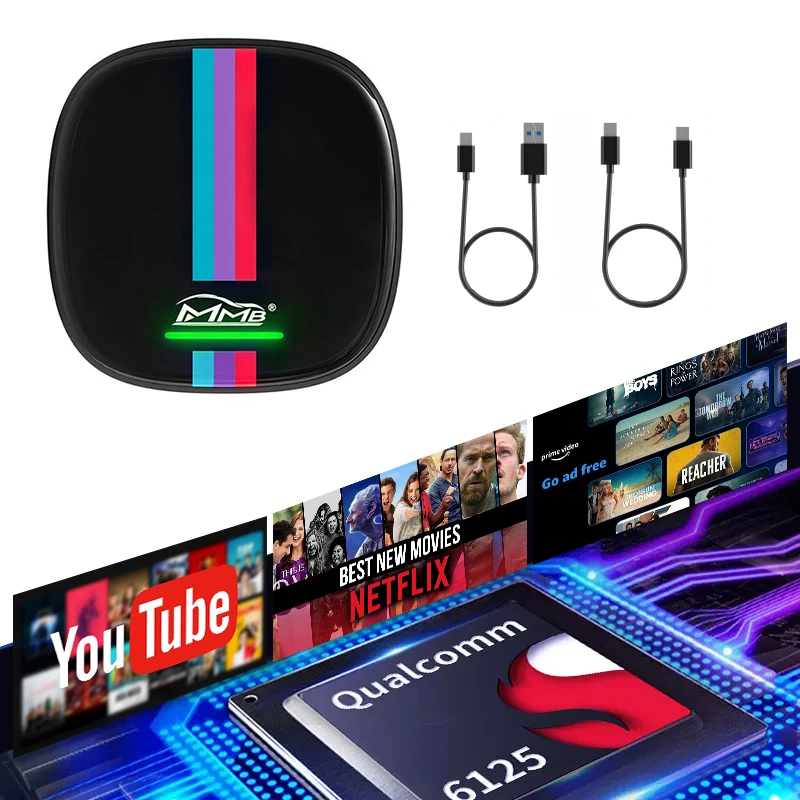 

MMB QCM6125 Восьмиядерный процессор Andriod 13 OS CarPlay Ai Box для BMW ID6-ID9 для Netflix и YouTube GPS Dual BT Беспроводная мультимедийная видеобокс