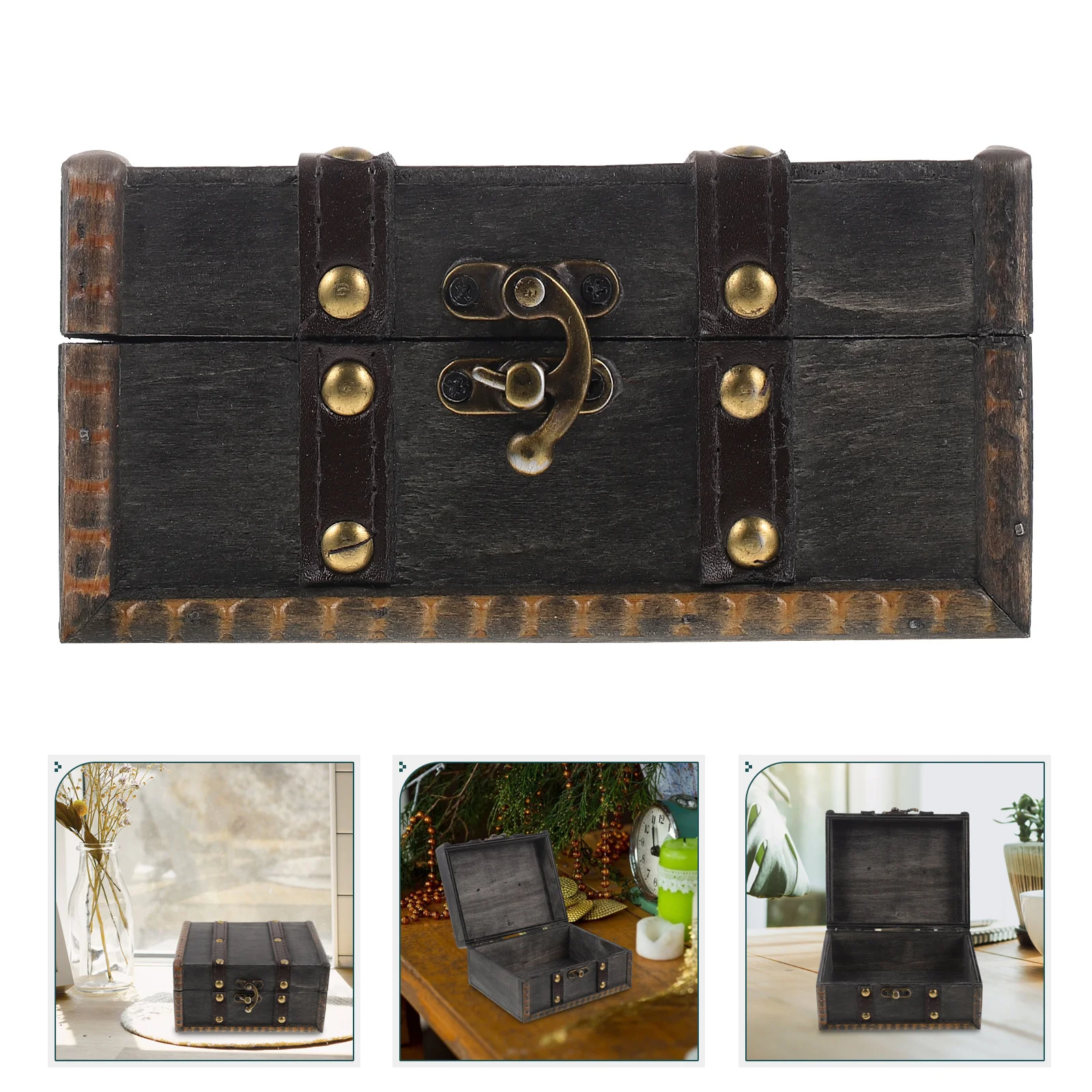 

Wooden Jewelry Box Small Vintage Storage Container For Necklace Earrings Rings Trinket Organizer Retro Gift Case