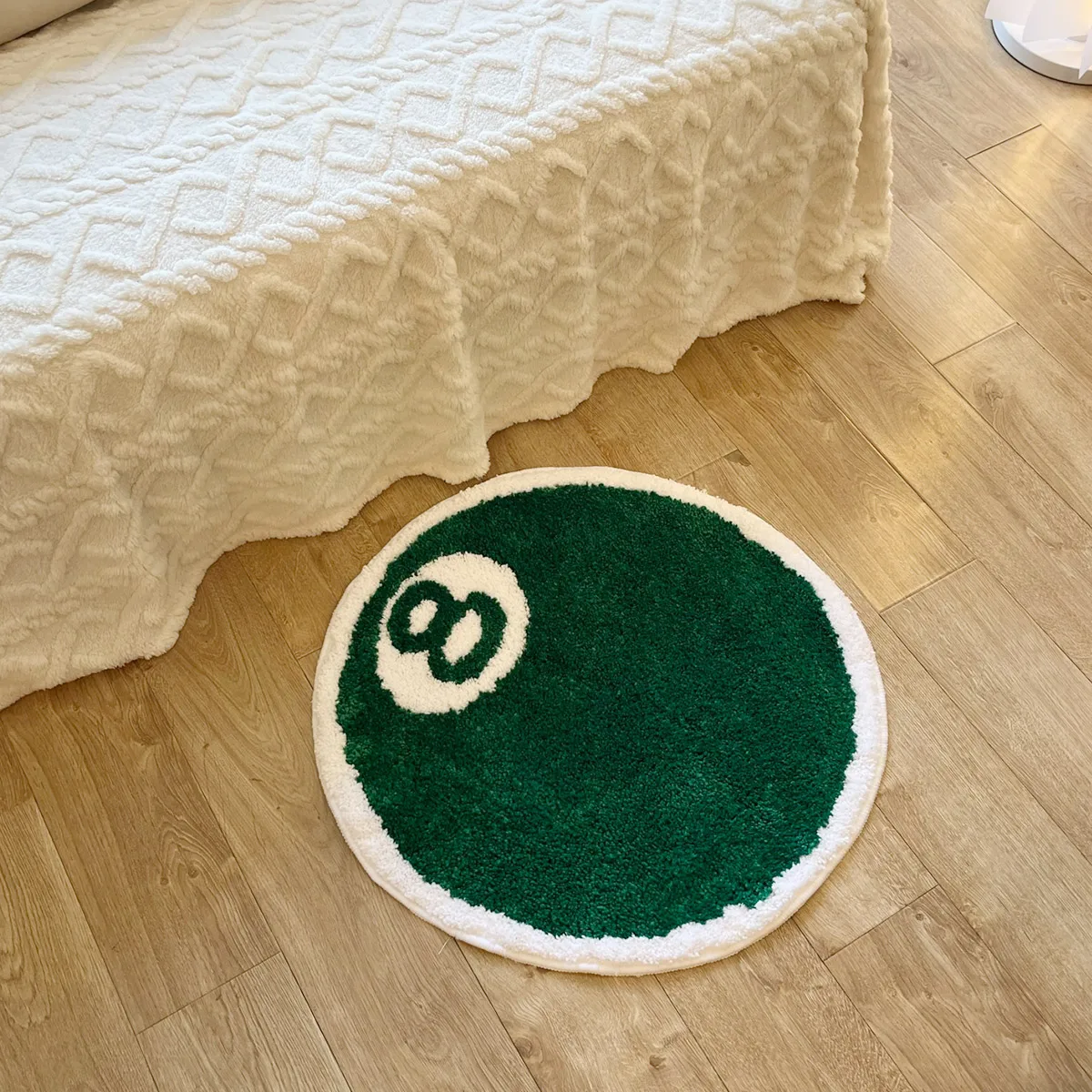 Green No. 8 Round Billiards Tufting  Rug Carpet Soft Plush Tufted Mug Kitchen Carpet Rugs Non-Slip Abosrbent Bathroom Floor Mat