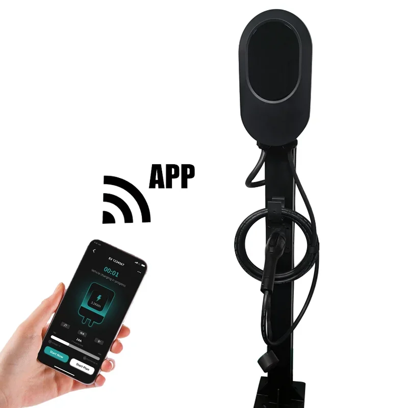 

New EV Car Charging Station 32A APP RFID OCPP 4G Easy Connected 3phase Type2 Electric Vehicle Charger