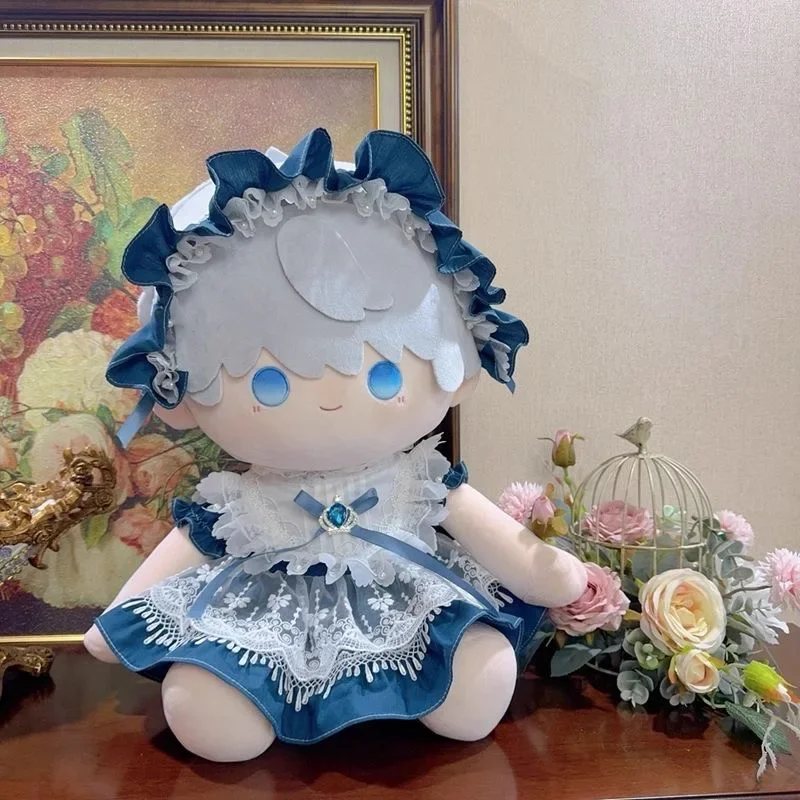40CM 20CM 15CM Cotton Doll Clothes Blue Flower Dress, 50-55CM Reborn Doll Skirt