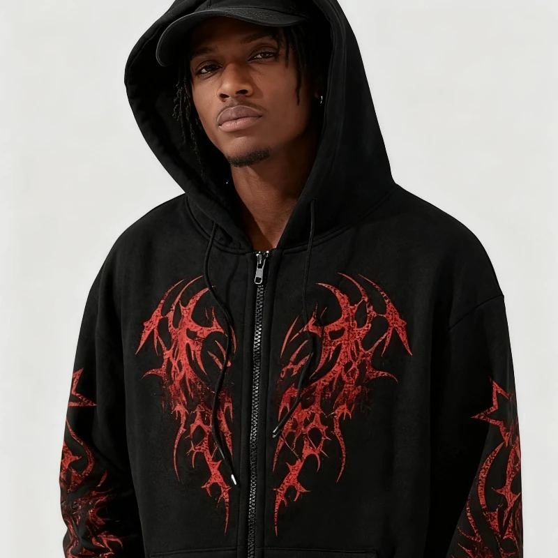 Sweat à capuche unisexe de style rétro Y2K en coton