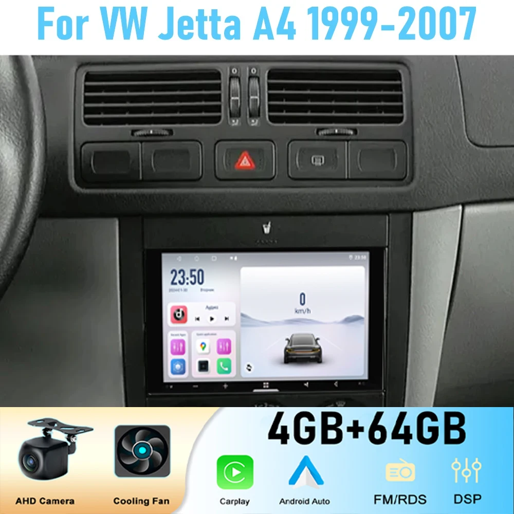 7'' For VW Jetta A4 1999-2007 GPS Car Radio Wireless Apple Carplay  Android 15 Multimedia Player Stereo GPS  Navi WIFI BT