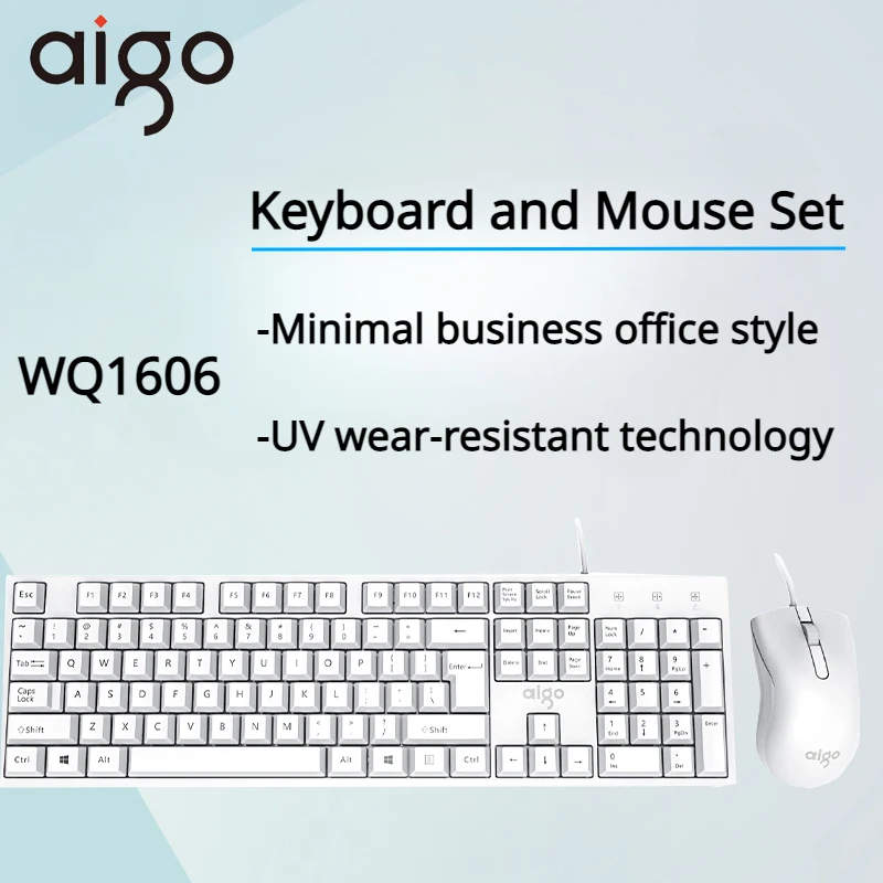 

Aigo WQ1606 Keyboard and Mouse Set Desktop Laptops Wired Keyboards Simple Office Use for Xiaomi Lenovo Huawei Windows 2003 Win7