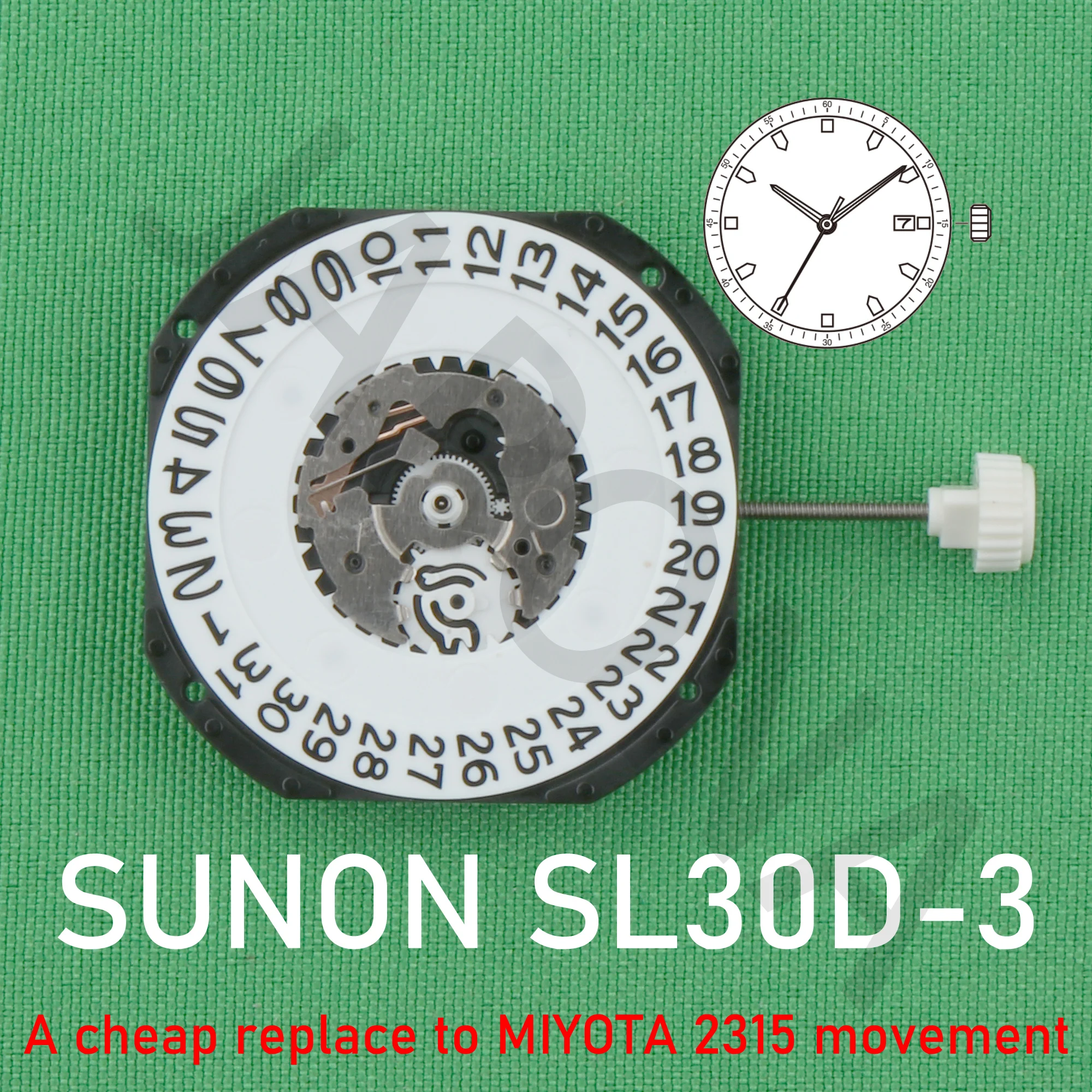 SL30D movement china sunon SL30d-3 Quartz Movement Date A cheap replace to miyota 2315 movement sl30 movement watch movement