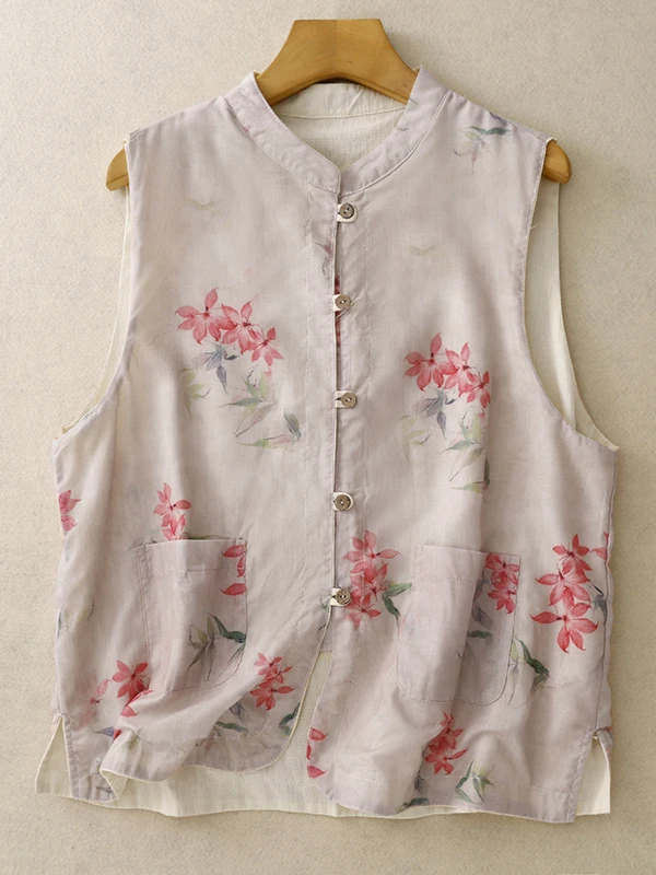 

Новый китайский хлопковый льняной жилет с цветочным принтом, женская летняя новая верхняя одежда Svel, тонкое пальто в национальном стиле, топ