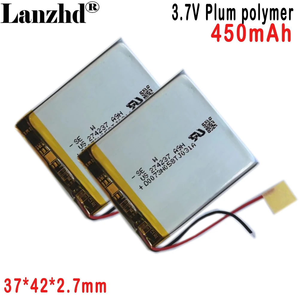 3.7V Li Polymer Lithium Battery 450mAh For Smart wearable MP4 player Hearing aid 274237