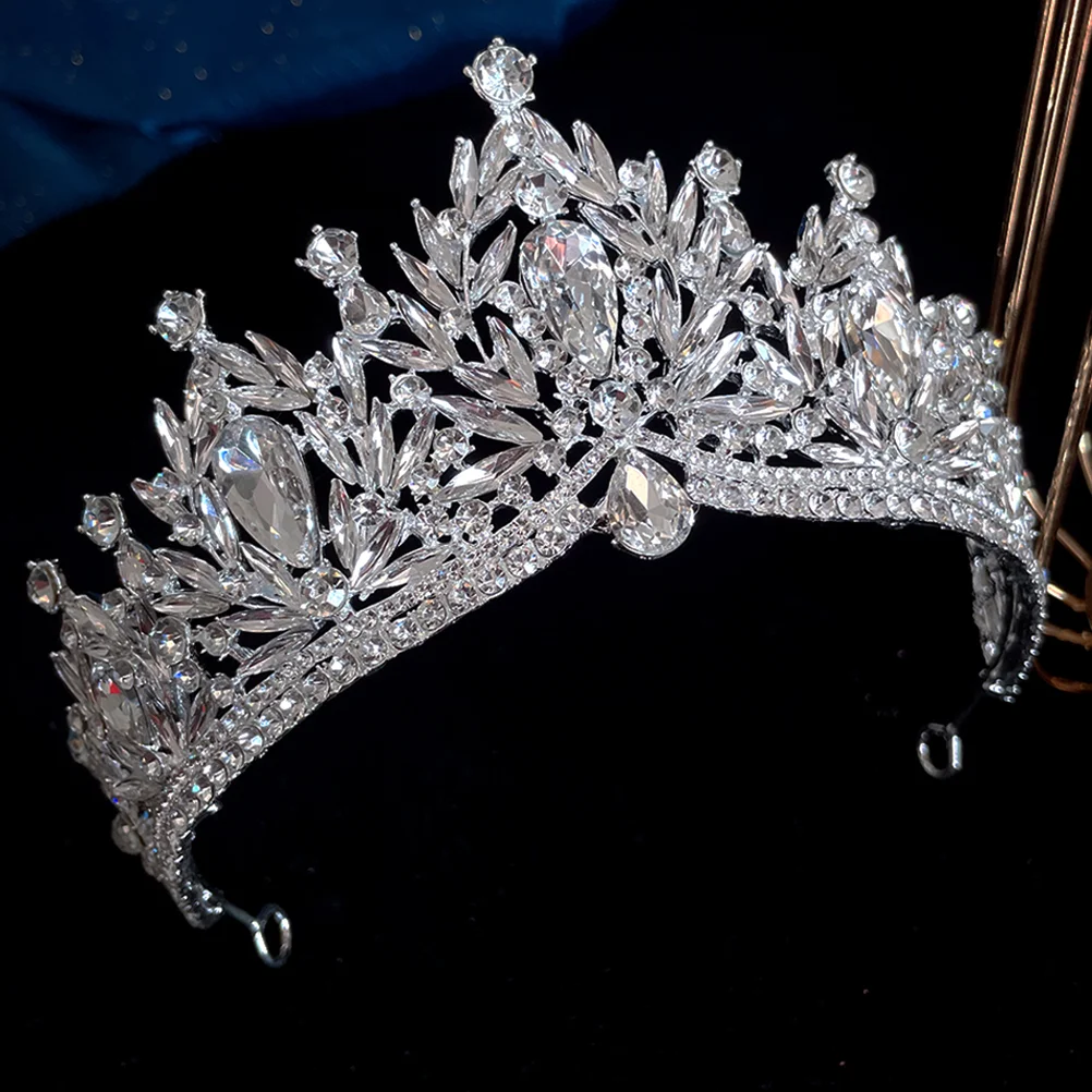 Silver Zinc Alloy Rhinestone Crown Bridal Wedding Bride Headwear Girls Tiaras Stylish Birthday Hair Accessories